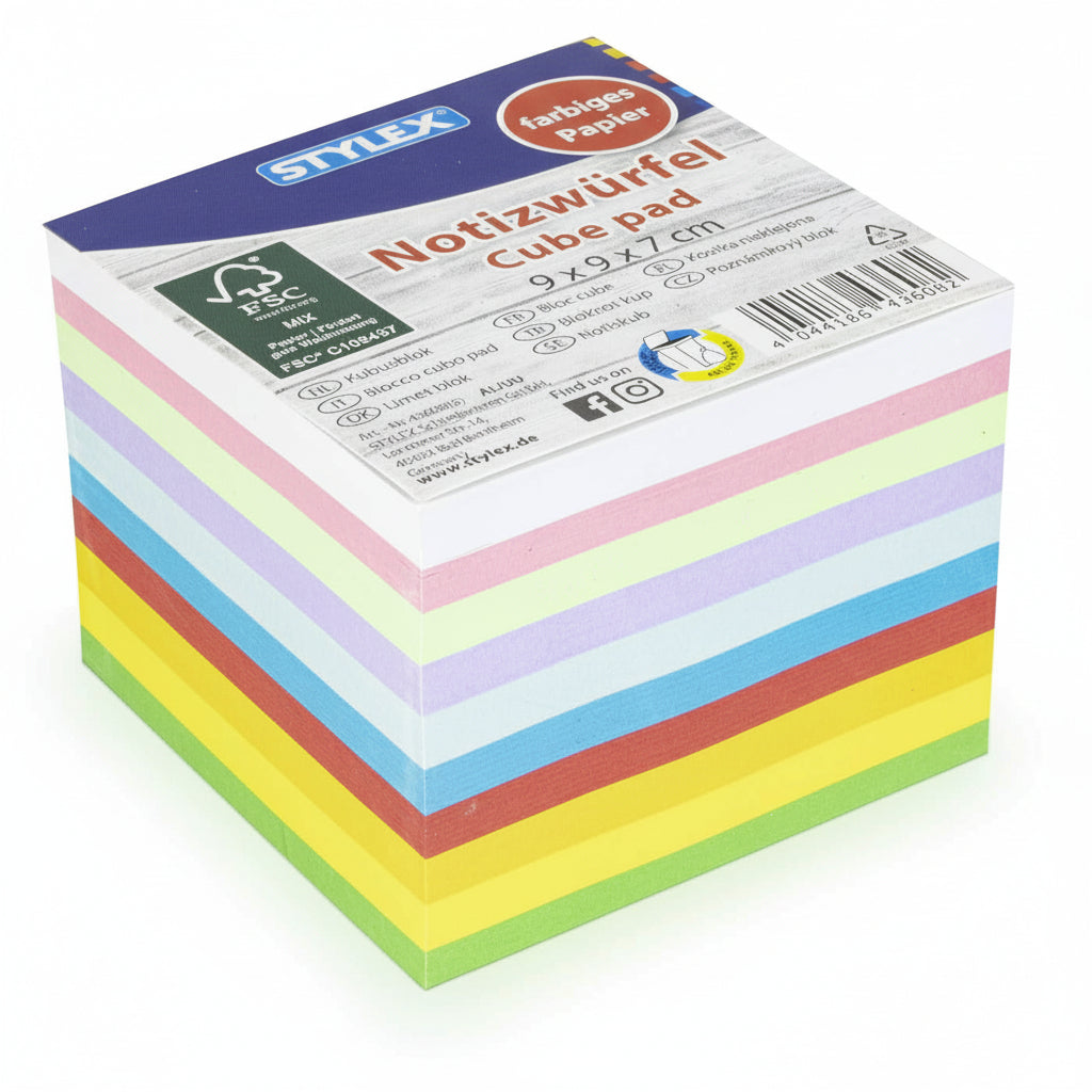 Notizklotz farbig 9x9cm 700Bl