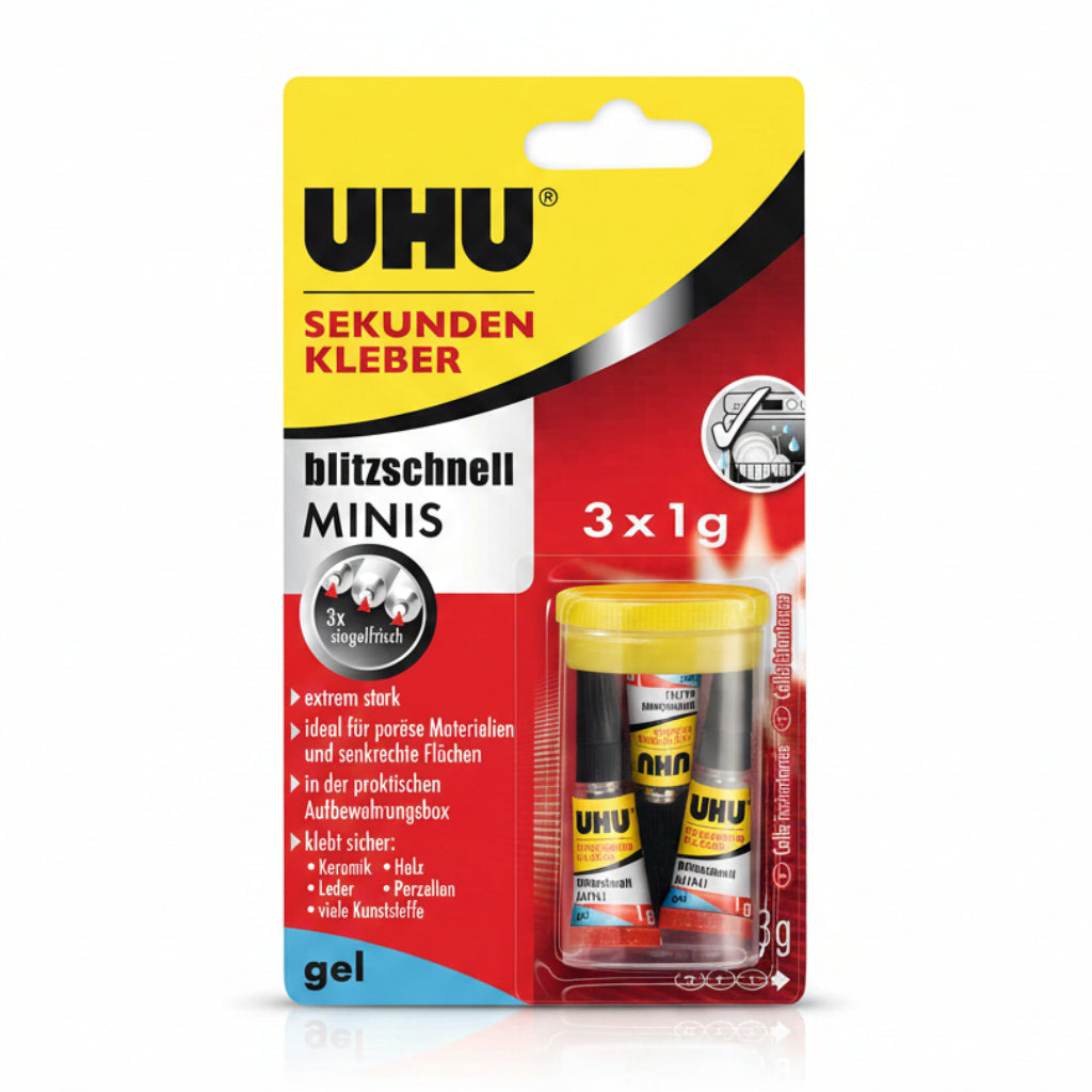 UHU Sekundenkleber blitzschnell Minis Gel 3 x 1 g