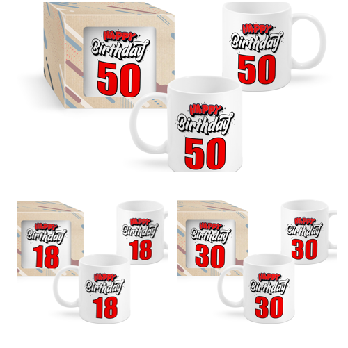 Happy Birthday Tasse Zahl