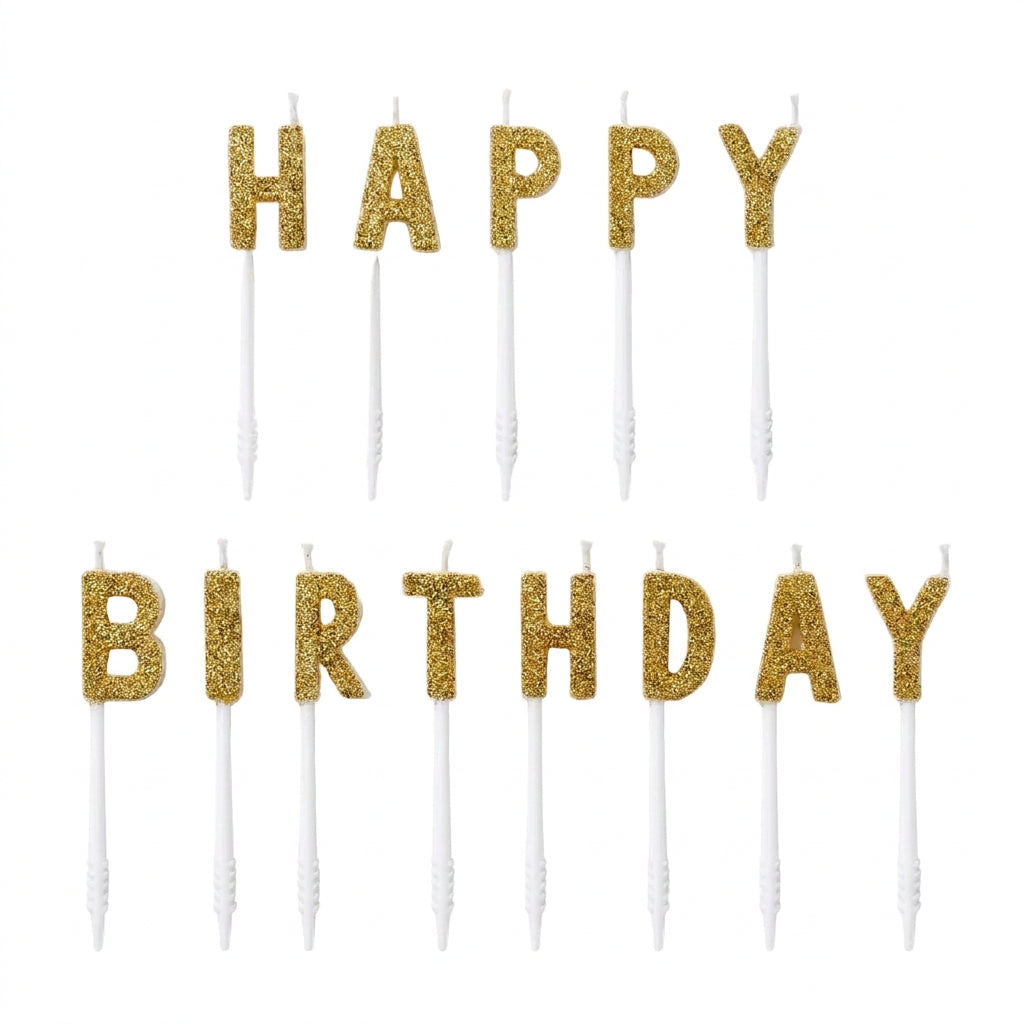 Happy Birthday Kerzen gold
