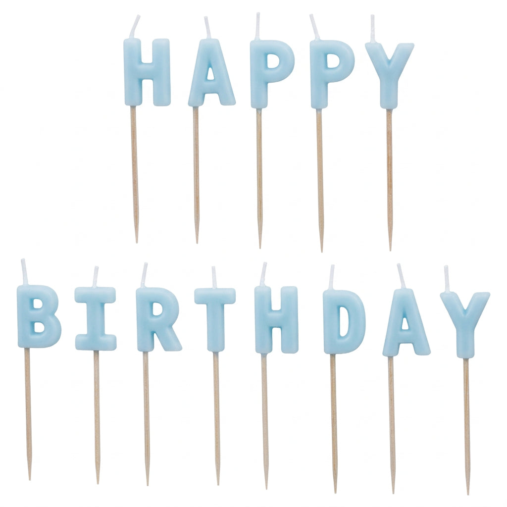 Happy Birthday Kerzen hellblau