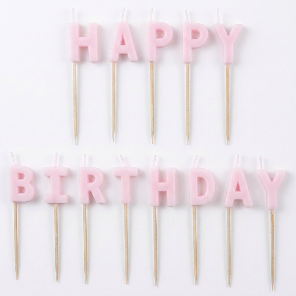 Happy Birthday Kerzen rosa