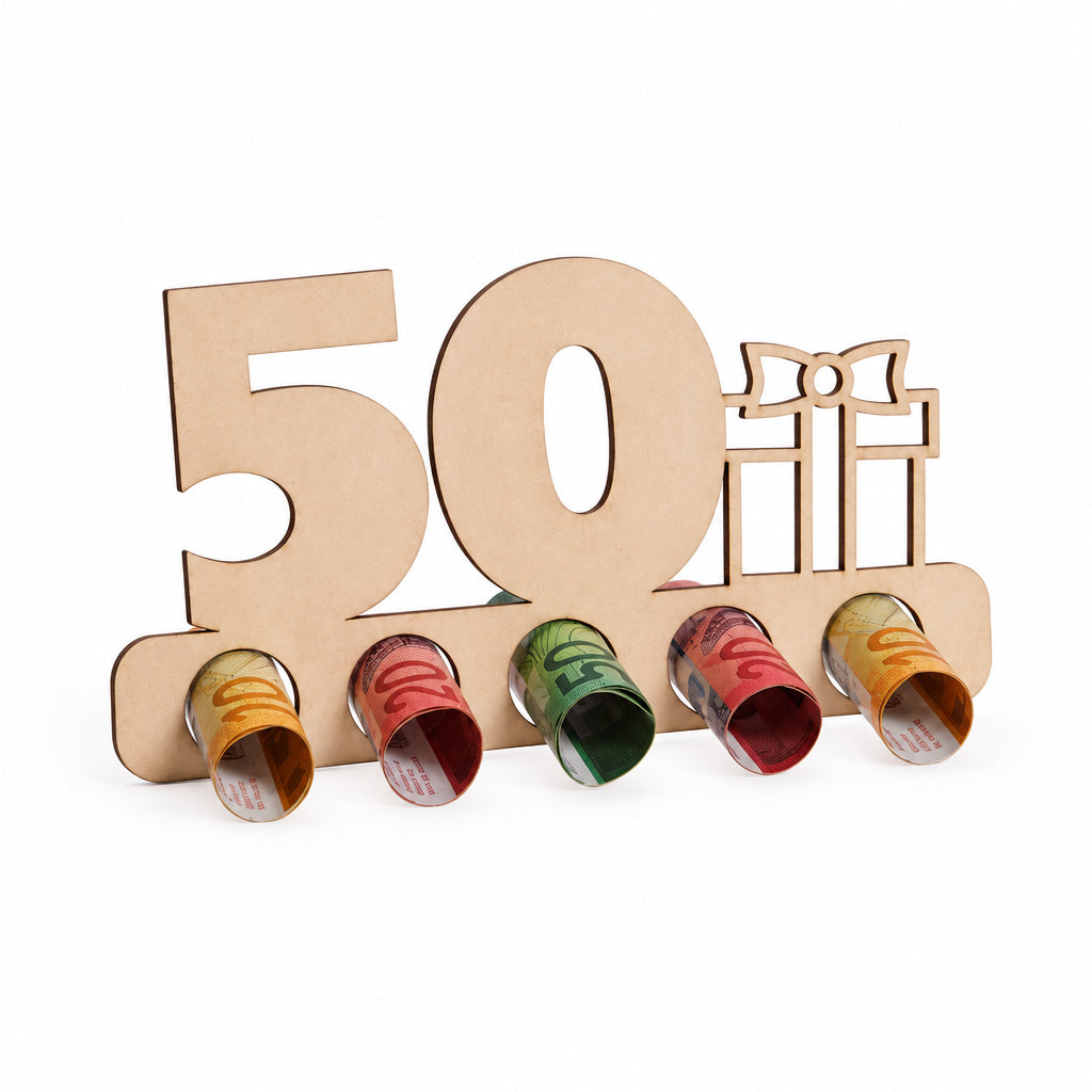 Holz Geldgeschenk 50. Geburtstag