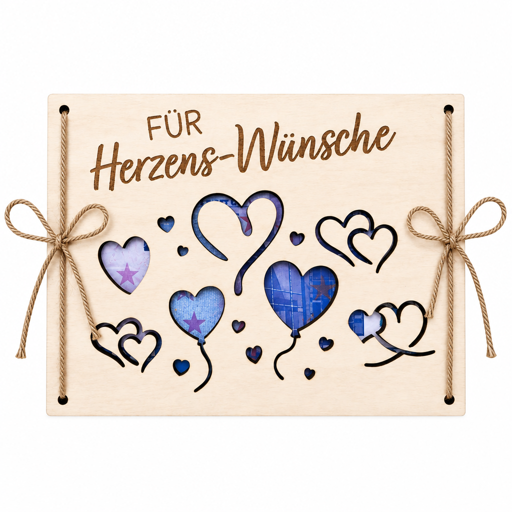 Holz Geldkarte Herzenswünsche