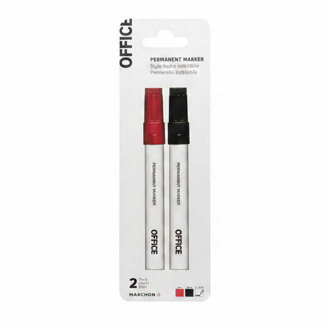 Office Permanent Marker Schwarz und Rot 1-4 mm / 2 Stk.