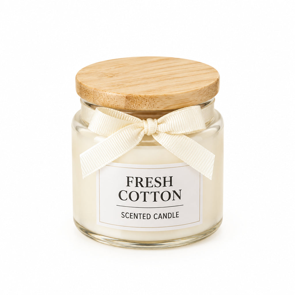 Kerzengläschen mit Holzdeckel Fresh Cotton