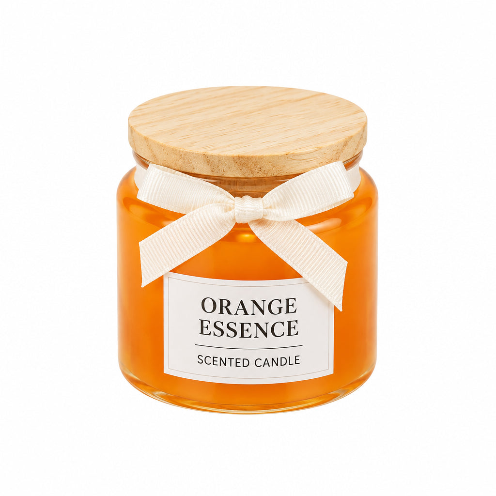 Kerzengläschen mit Holzdeckel Orange Essence