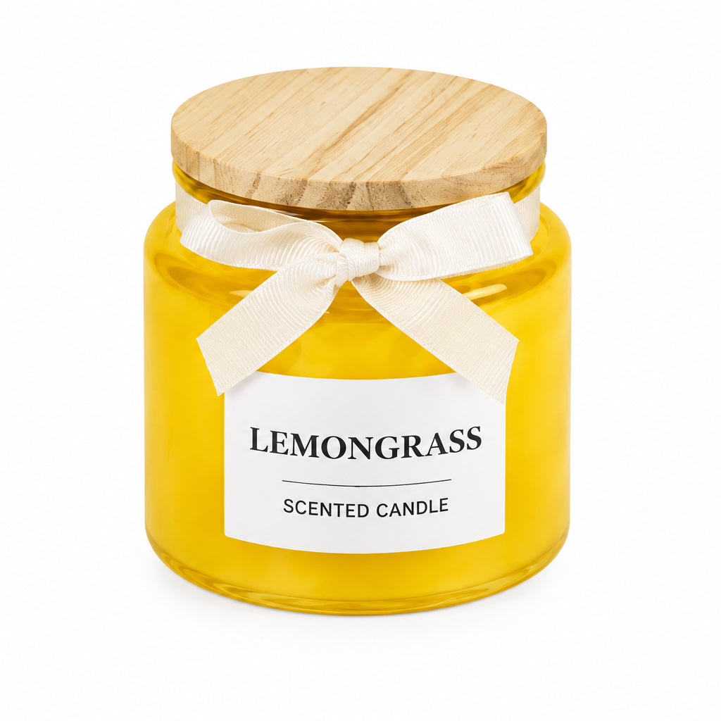 Kerzengläschen mit Holzdeckel Lemongrass
