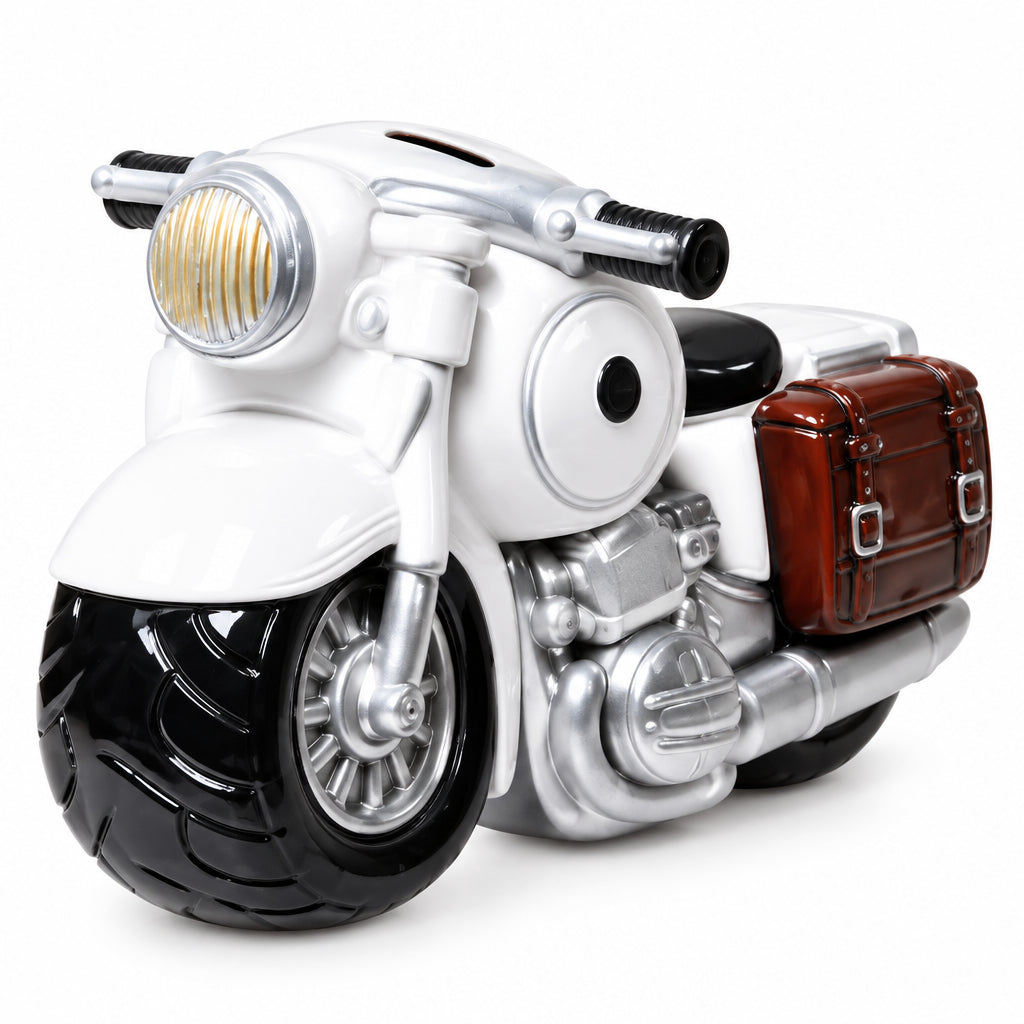 Motorrad Spardose weiss