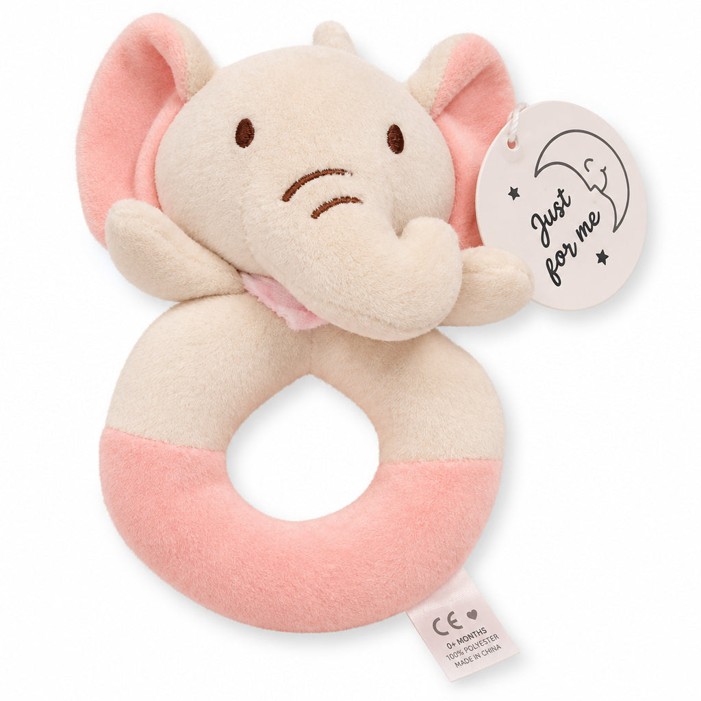 Rasselring Plüsch Elefant rosa