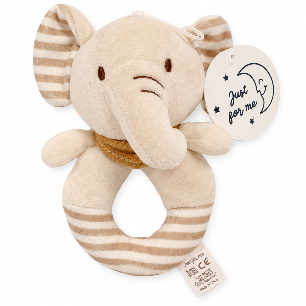 Rasselring Plüsch Elefant Taupe