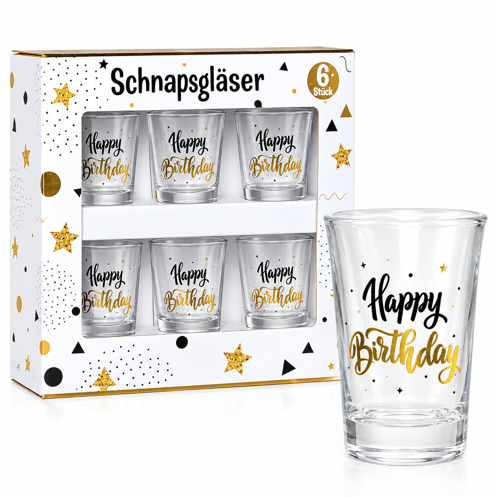 Schnapsgläser Happy Birthday (6er-Set)