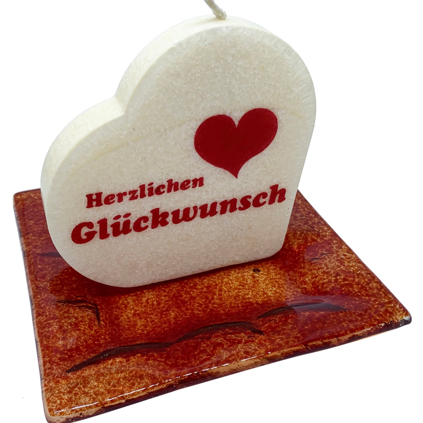 Kerzenteller Glas rot