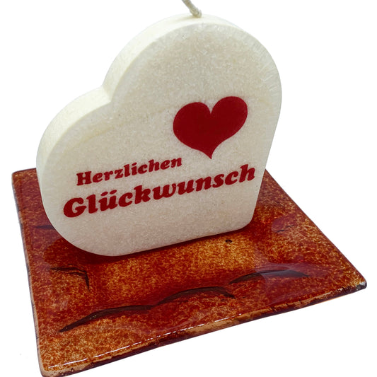 Kerzenteller Glas rot