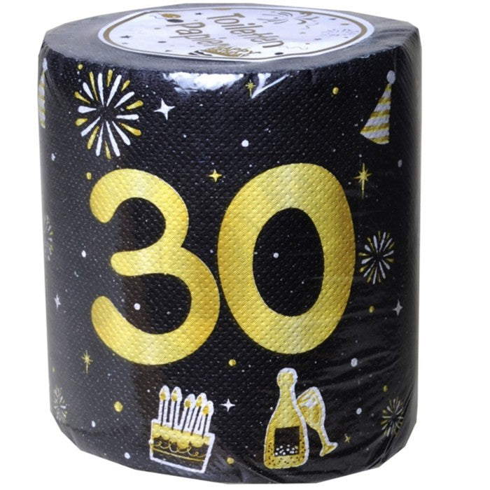 WC-Papier 30. Geburtstag schwarz