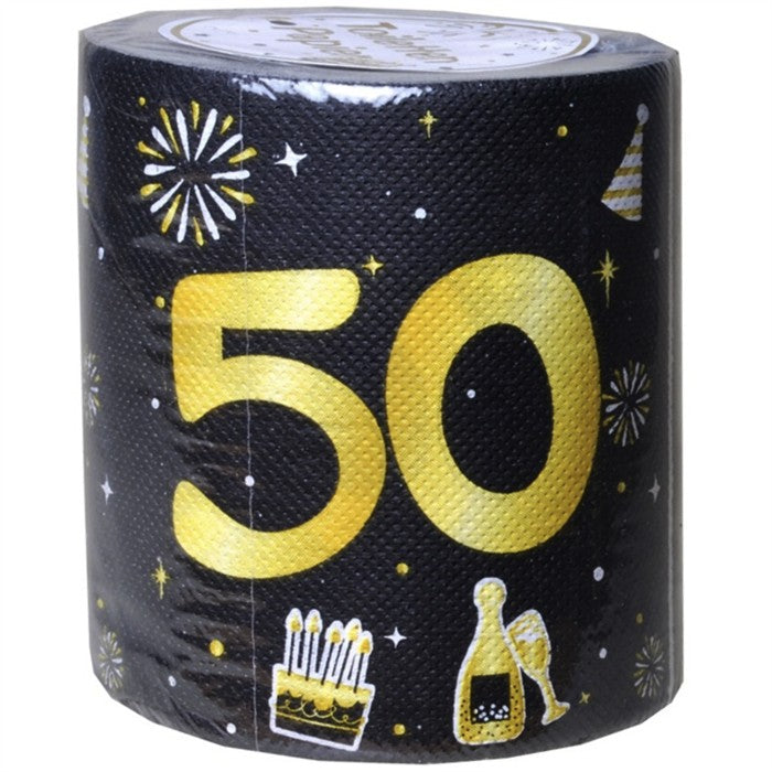 WC-Papier 50. Geburtstag schwarz