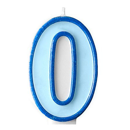 Zahlenkerze 0 blau