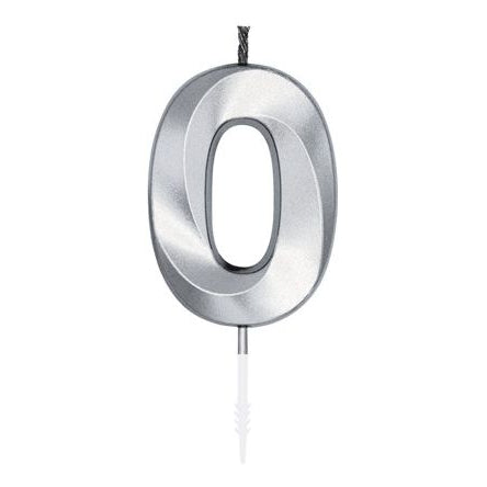 Zahlenkerze 0 silber chrome
