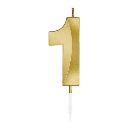 Zahlenkerze 1 gold chrome