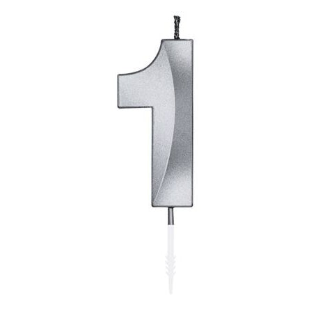 Zahlenkerze 1 silber chrome
