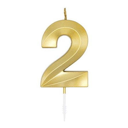 Zahlenkerze 2 gold chrome
