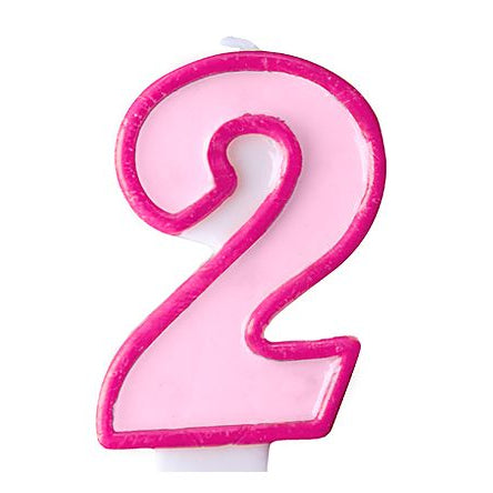 Zahlenkerze 2 rosa
