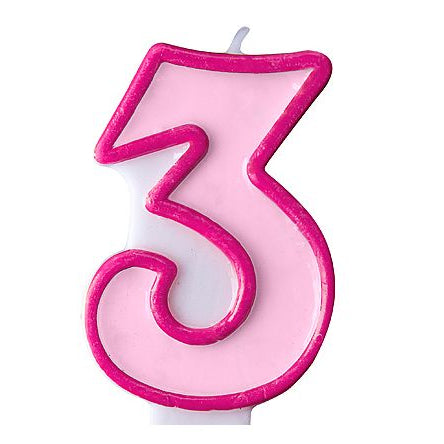 Zahlenkerze 3 rosa