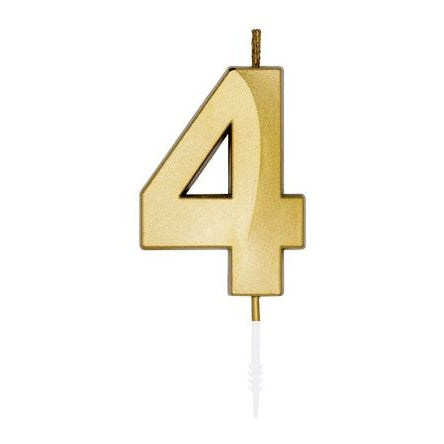 Zahlenkerze 4 gold chrome