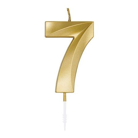 Zahlenkerze 7 gold chrome
