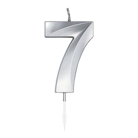 Zahlenkerze 7 silber chrome